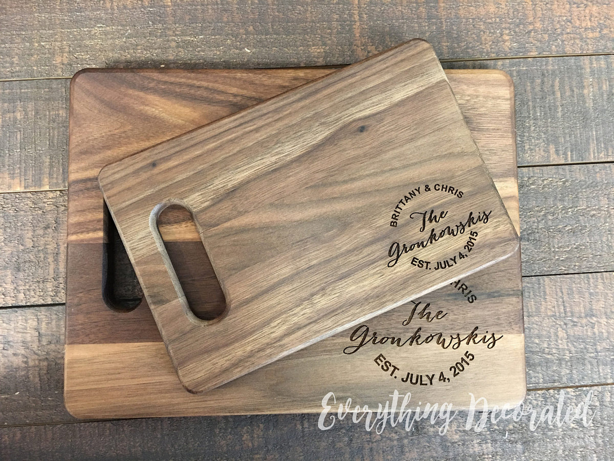 Custom engraved walnut wooden cutting board. – GreatStuff4Me