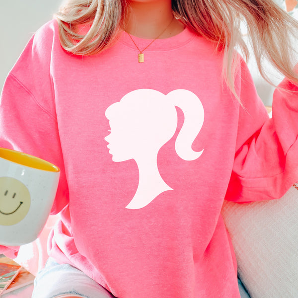 Barbie sweatshirt womens best sale