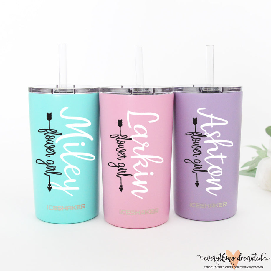 Unique Personalized Bridesmaid Tumbler, Proposal Gift for Maid of Honor, Flower Girl | Custom Tumbler W Camo, Petal, Beach Design from BluChi